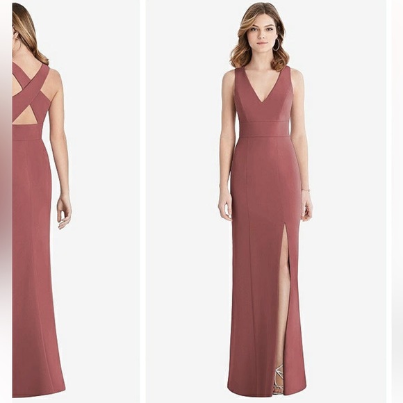 Dressy group - CRISS CROSS BACK TRUMPET W/ FRONT SLIT - ENGLISH ROSE - small - Picture 2 of 3